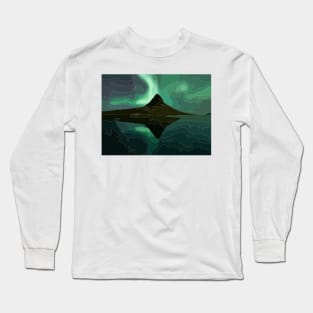 Mount Kirkjufell under the Northern Lights Painting Long Sleeve T-Shirt